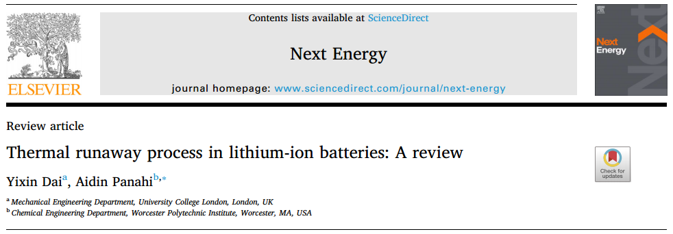 倫敦大學(xué)，鋰電池?zé)崾Э匮芯孔钚戮C述